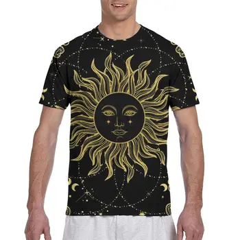 2020 Мъжки ризи, Модни Нова Лятна мъжка тениска с къс ръкав, Ежедневни тениска с Изображение на Слънце, Астрономия и Астрология, тениска с пълна принтом