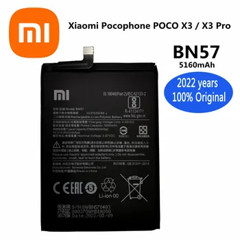 2022 Година Висококачествен Оригинална Батерия BN57 За Xiaomi Pocophone Poco X3/X3 Pro 5160 ма Сменяеми Батерии