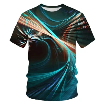 2022, Нова мъжка тениска с 3D принтом Vortex, Ежедневни риза в стил харадзюку, Лятна мъжки и дамски тениски с Къс ръкав Оверсайз