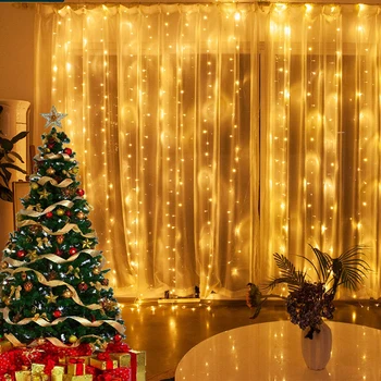 2023 Коледен Завеса Светлини на Гирлянда Забавни Коледни Декорации За Украса на Дома с Коледни Подаръци Навидад Нова Година, сватба парти