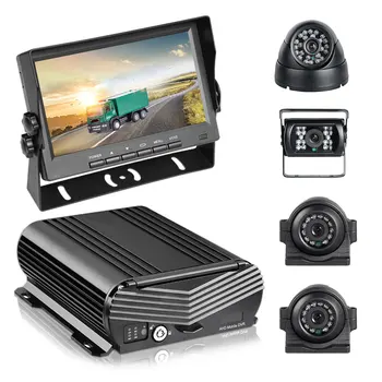 4CH H. 265 1080P GPS Автомобилен Видеорекордер Авто MDVR Видеорекордер Комплект Система за сигурност на колата + 4 бр. Камери за обратно виждане + 7-инчов VGA Монитор