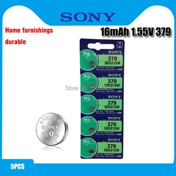 5шт Sony 100% Оригинална Марка 379 SR521SW D379 SR63 V379 AG0 Часовници Батерията Бутон Монета Клетка ПРОИЗВЕДЕНО В ЯПОНИЯ