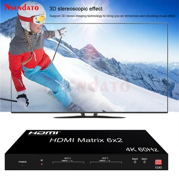 6x2 HDMI Матричен Превключвател 4 До 60 Hz hdmi аудио и видео сплитер 6 В 2 изхода hdmi Превключвател Превключвател с Аудио за PS4 Компютър TV Монитор