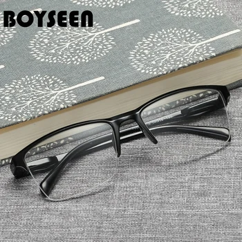Boyseen Маркови Свръхлеки Квадратни Черни Полукадровые Очила за четене, слънчеви Очила, за късоглед, Унисекс, -350 ~ +400