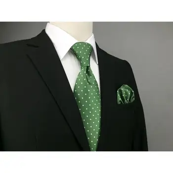 E21 Зелена Копринена Мъжка Вратовръзка на Точки, Определени на Класическите Модни Вратовръзки за Мъжете, Нов Аксесоар, Носна Кърпа, Удължен Размер