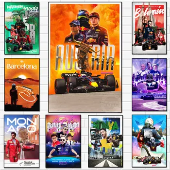 F1 2022 Гран при на Шампиони от Формула 1 Плакат С Принтом Монако Автомобил Платно Картина Начало Декор Стенни Художествена Картина За Хола
