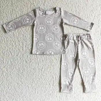 GLP0197 детски топ с дълъг ръкав и панталони с еластичен ластик на талията пижамный комплект