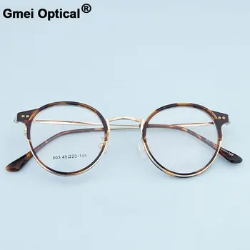 Gmei Оптични Реколтата, Бижута Оптични Очила Рамки За Късогледство Кръгли Метални Пластмасови Дамски Слънчеви Очила Oculos Grau De Очила A803
