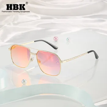 HBK Квадратни Слънчеви Очила За Мъже И Жени Класически парни машини Сплав Дограма за Слънчеви Очила и Огледало Лято Мъжки Отвън Шофиране UV400 Óculos