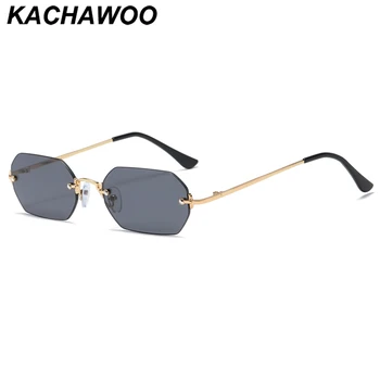 Kachawoo без рамка правоъгълни мъжки слънчеви очила малки осмоъгълен очила без рамки, метални женски тенденция аксесоари 2021 син цвят