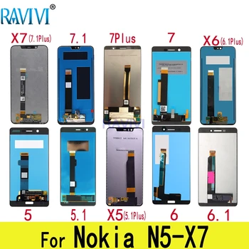 LCD дисплей За Nokia 5 5,1 6 6,1 7 7,1 Плюс LCD Дисплей, Сензорен Екран на Таблета Събрание Замяна За Nokia X5 X6 X7