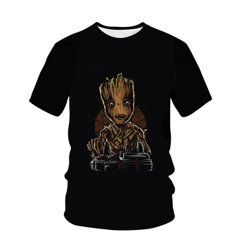 Marvel Отмъстителите Пазителите на Галактиката Грут тениски с къс ръкав на Мъжка риза графични тениски, Дамски тениски с 3D принтом