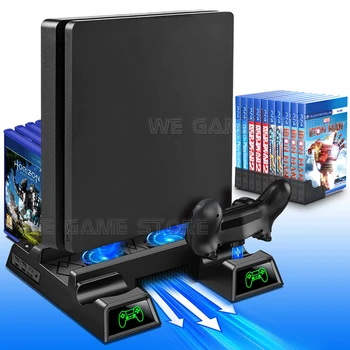 PS4 Тънък/PS4 Pro Игрова Конзола на Вентилатора за Охлаждане на Подкрепа Двойна Контролер зарядно устройство Диска за монтиране на Стена За Playstation PS 4 ТЪНЪК
