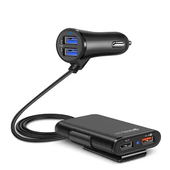 Qc3.0 Бързо зареждане на Колата Една На Четири 4-портов USB Зарядно Устройство За Мобилен Телефон, Автомобилен предни и задни Задни Скоба за Usb Зарядно за Кола