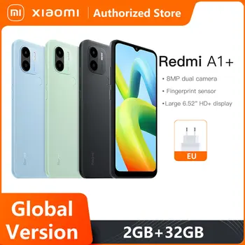 Redmi A1 + Глобалната версия на смартфона Xiaomi 2 GB + 32 GB MTK Хелио A22 8MP Камера на 5000 ма Задни отпечатък от пръст Мобилен телефон