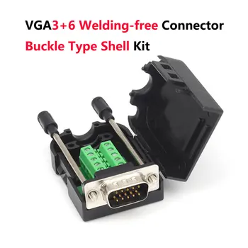 VGA Без Заваряване с Щепсел Контакт Обтегач под формата на Миди, Комплект 3 броя 15-Пинов VGA 3 + 6 Серийния Порт Конектор DB15 Аудио Видео Адаптери