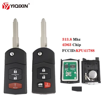 YIQIXIN 3/4 Бутони за Mazda 3 5 6 CX-7 И CX-9 MX-5 M6 Седан RX-8 2005-2008 313,8 Mhz 4D63 FCCID: KPU41788 Дистанционно авто ключ