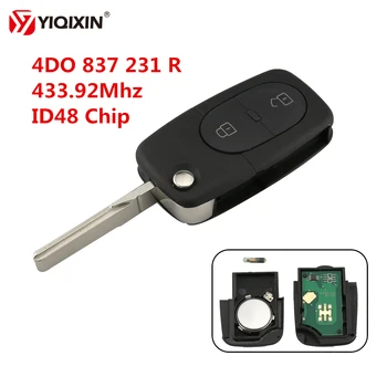 YIQIXIN 3 Бутони на Дистанционното на Ключа 433 Mhz Autoplay Ключодържател ID48 Транспондер Чип За Audi A2 A3 A4 A6 A8, TT-Стари Модели 4D0 231 837 K