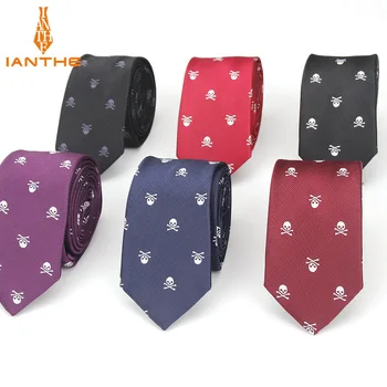 Абсолютно Нови Мъжки Ежедневни Тънки Вратовръзки с Черепа За Мъже, Класически Вратовръзки От Полиестер, Модерен Мъжки Вратовръзка за Сватбени Партита, на Мъжката вратовръзка-вратовръзка