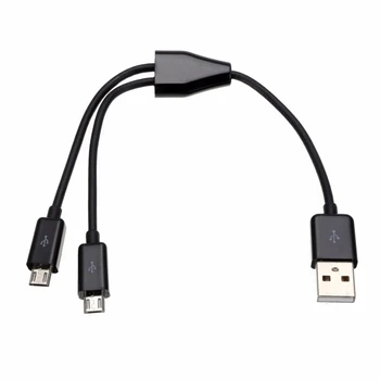 Висококачествен Черен/Бял USB 2.0 двойна 2 Micro USB 2.0 Мъжката Y-Сплитер Кабел за зарядно устройство за предаване на данни Кабел 0,2 м/0,65 метра/1 М/3 фута
