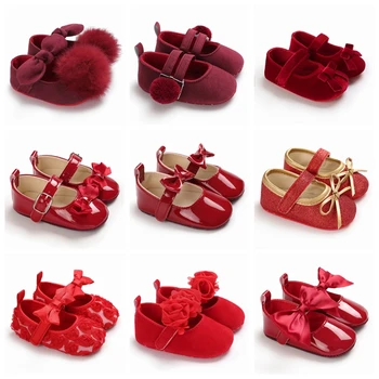 Детска Пролет-есен стилна Однотонная обувки Принцеса с хубав лък подметка от 0 до 18 месеца, Ежедневни Обувки За новородени, Пешеходната Обувки