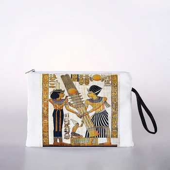 Египетски косметичка с фаянс печат, африканска жена косметичка, модни косметичка за момичета, преносима чанта за съхранение червило