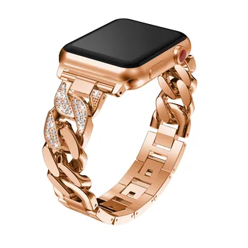 Жена Гривна за Apple Watch Band Series 6 5 se 4 3 2 1 луксозни Диамантени Веригата Метална Каишка 38 42 40 44 мм за iwatch Loop