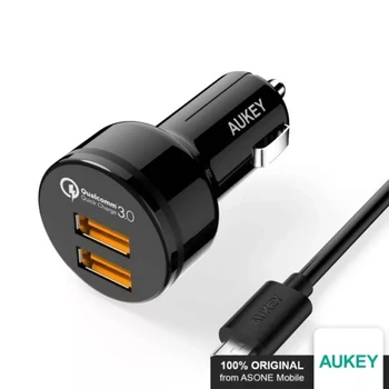 Зарядно устройство Aukey CC-Т8 36 W, Двоен Изход, Бързо Зареждане, Зарядно Устройство, порт USB 3.0, Преносими зарядно устройство ще захранване на вилица, за Сертифициране на Qualcomm