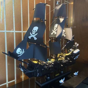Идеи Серия От Черни Перли Пиратски Кораб Градивните Елементи На Творческа Queen Annes Отмъщението Лодка Модел Тухли Играчки За Деца Коледен Подарък