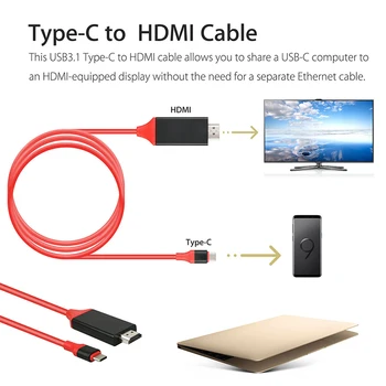 Кабел-адаптер Type-C за HDMI за Hauwei Mate10 Pro S8 Micro Usb-Hdmi Кабел за Samsung 1080P HDMI, HDTV Кабел за iPhone