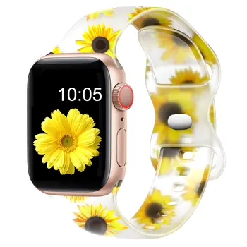 каишка с флорални принтом за apple watch series 8 7 6 5 4 3 2 силиконов каишка за часовник iwatch band 45 мм 41 мм 44 мм 40 мм 42 мм 38 мм гривна