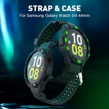 Калъф за часа на Samsung Galaxy Watch 4 44 мм Защитно фолио за екрана TPU Универсален Броня Защитен Калъф за 5 Часа 44 мм Каишка