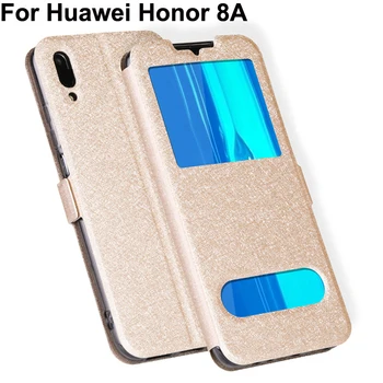 Калъф от естествена кожа с предно стъкло За Huawei Honor 8A 6,09 
