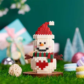 Коледен Градивен Елемент На Малък Снежен Малки Частици От Пъзел Детска Играчка Подарък Мини Дядо Коледа Коледни Блокове