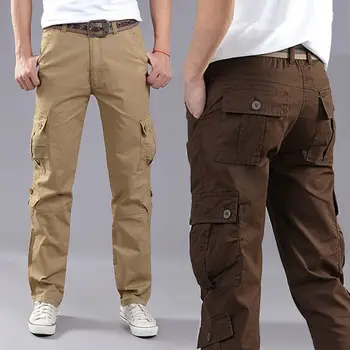 Летни Тънки Мъжки Панталони-карго, Панталони с много джобове, Мъжки Свободни Панталони, Улични Преки Работни Панталони, Военни Панталони Големи Размери, Мъжки