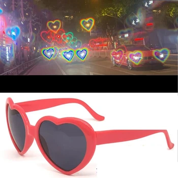 Любов Сърцето Формата на Синя Светлина Очила Жени PC Рамка, Промяна на Светлината, Любовта на Сърцето Лещи, Цветни Слънчеви Очила Дамски Нюанси на Магията