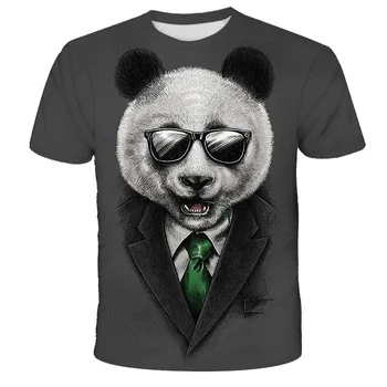 Лятото на 2022 Мъжка Тениска С Животните 3D Принтом, Риза с Шарките на Пандите, Негабаритная Градинска Унисекс Облекло В Стил пънк, Мода, Къс Ръкав