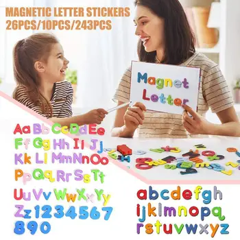 Магнитна Азбука Буквите ABC 26 Главни с Малки букви Обучение Цифри Магнити за Хладилник с Набор от Образователни Играчки L4O1