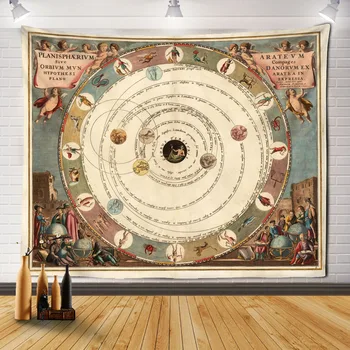 Мандала Таро гоблен колелото диаграма на Зодиака Таро слънцето и луната тайнствен символ на Бохем Хипи монтаж на стена за украса