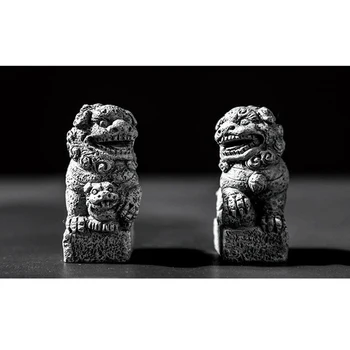 Мини Статуя на Каменни Лъвове В Китайски Стил, Скулптури, направени от Смола, Статуетка, Ръчно изработени, Занаяти за Домашно Маса, Украса на Саксии GQ