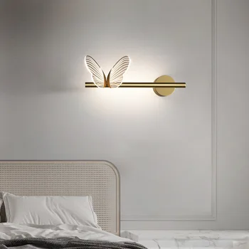 Модерният led, с монтиран на стената Лампа с Кристал Пеперуда за Антре Кухня Хол Спалня Декоративни осветителни Тела Златни Лампи за Вътрешно Осветление