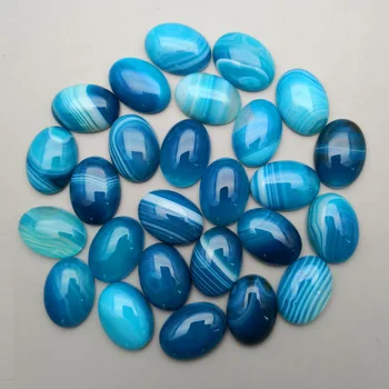 модни очарователни Шарени мъниста от синьо оникс от естествен камък за бижута 13X18 mm 20 бр./лот овална Пръстен с кабошоном аксесоари без дупки