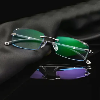 Модни Очила A001 Диамантена Подрязване Режещи Очила Без Рамки Рецепта Оптични Очила Рамки за Мъже Точки