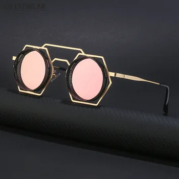Нови Модни Модерен Дамски Слънчеви Очила Streampunk с Квадратни Рамки UV400, Мъжки Дизайнерски Улични Огледално Луксозни Очила Унисекс