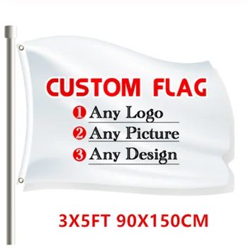 обичай флаг с размери 3x5 метра за улица - два странични банер с медни люверсами ярки цветове, платно заглавие и двоен ред