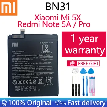 Оригинален Xiao mi BN31 Сменяеми батерии За Xiaomi Mi 5X Mi5X A1 MiA1 Redmi Note 5A Redmi Y1 Lite S2 Батерии за телефони 3000 mah