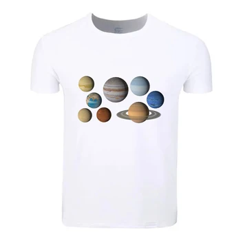 Планетите в Слънчевата Система, Памучен Лятна Тениска за Студенти Голям Размер с Къс Ръкав за Мъже и Жени, тениска за момчета и момичета, Тениски, Детска Тениска
