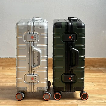 Пътен куфар от алюминиево-магнезиева сплав, Мъжки Бизнес куфар на колела, количка за ръчен багаж, ръчен куфар