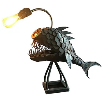 Ретро Настолна Лампа Angler Fish Light с Гъвкава Глава Лампи Художествени Настолни Лампи за Дома Бара Кафе Начало на Изкуството на Декоративни Орнаменти