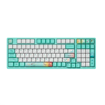 Ръчна детска клавиатура Akko 3098 Monet's Pond Проводна USB Type-C 98-ключ клавиатура с OEM-профил на PBT Боядисват-Sub Keycaps с буквата Hiragana
